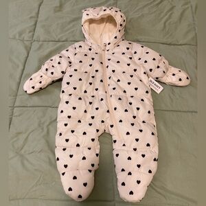 Old Navy Baby White Heart Snowsuit